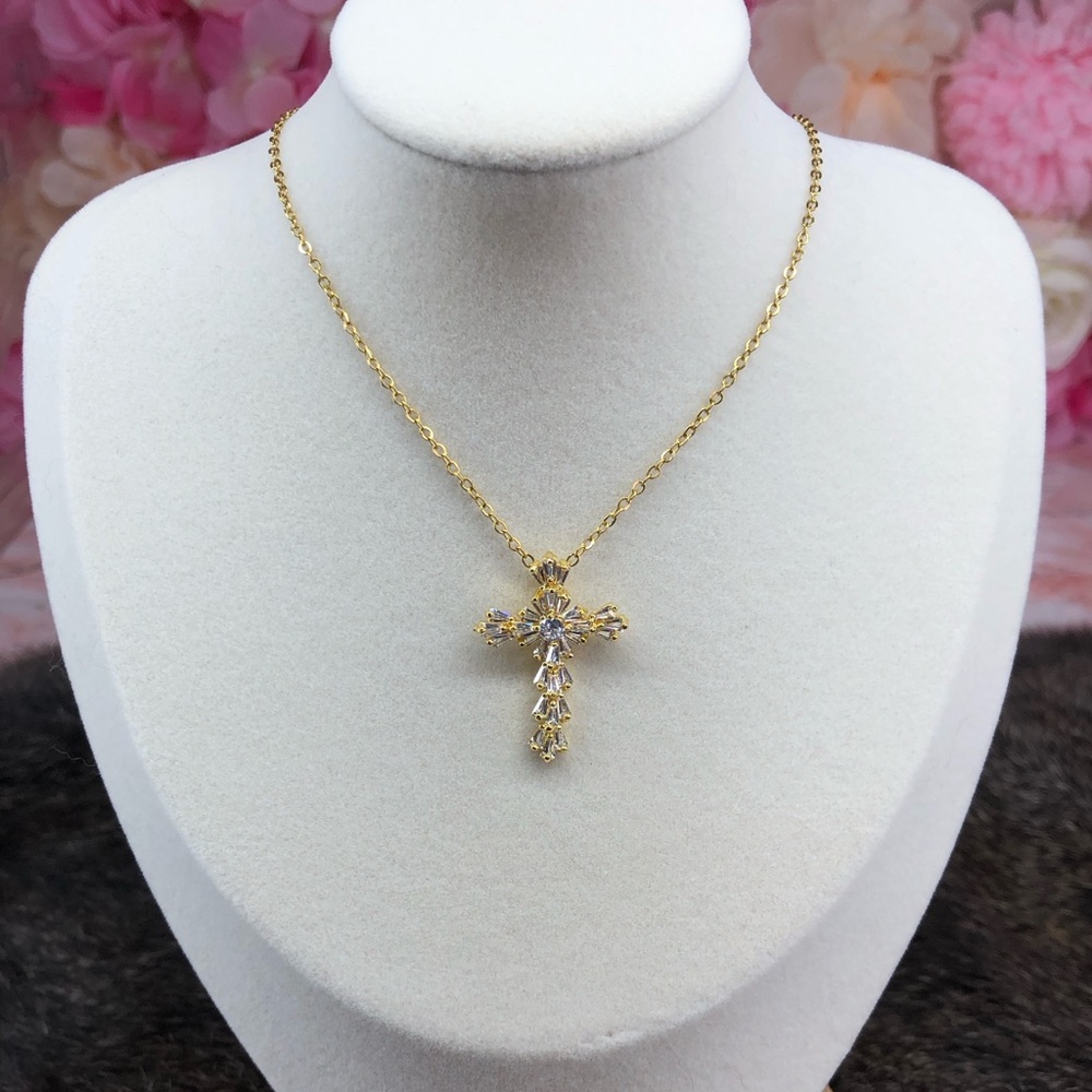 Gold Cross Pendant Necklace